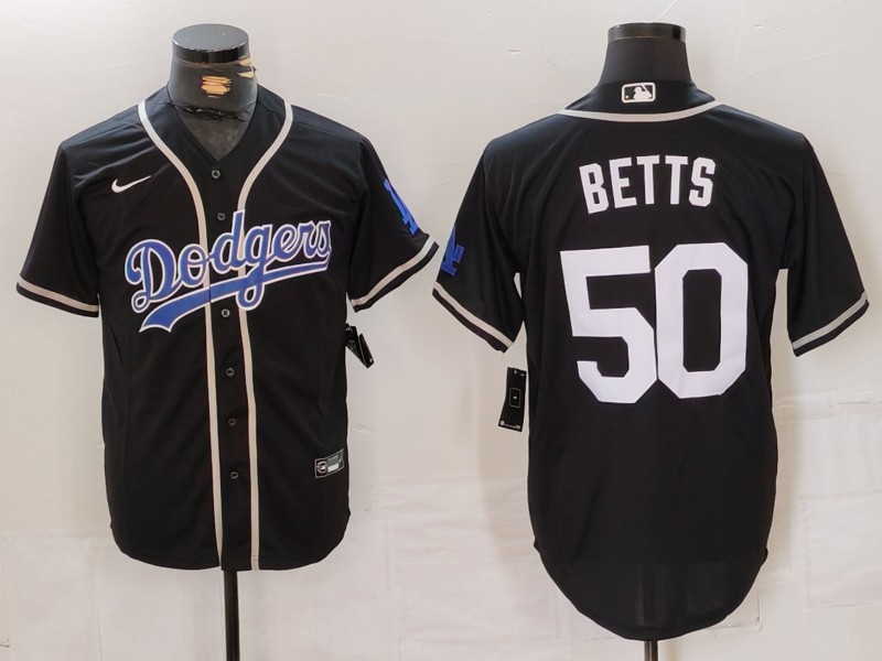 Men's Los Angeles Dodgers Mookie Betts #50 Black Team Jersey